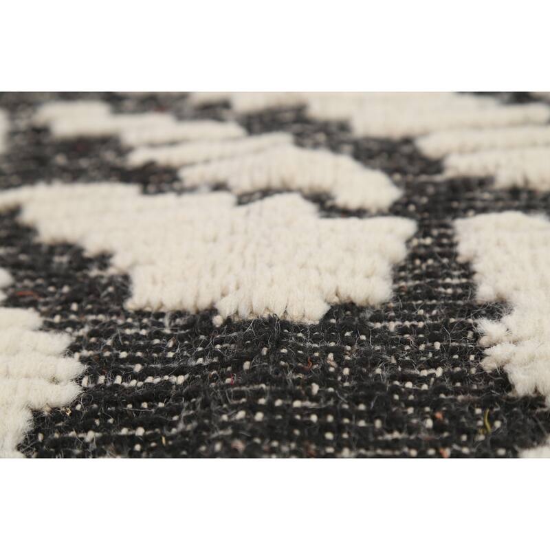 Moroccan Abstract Area Rug Hand-Knotted Wool Carpet - 8'10"x 12'6"