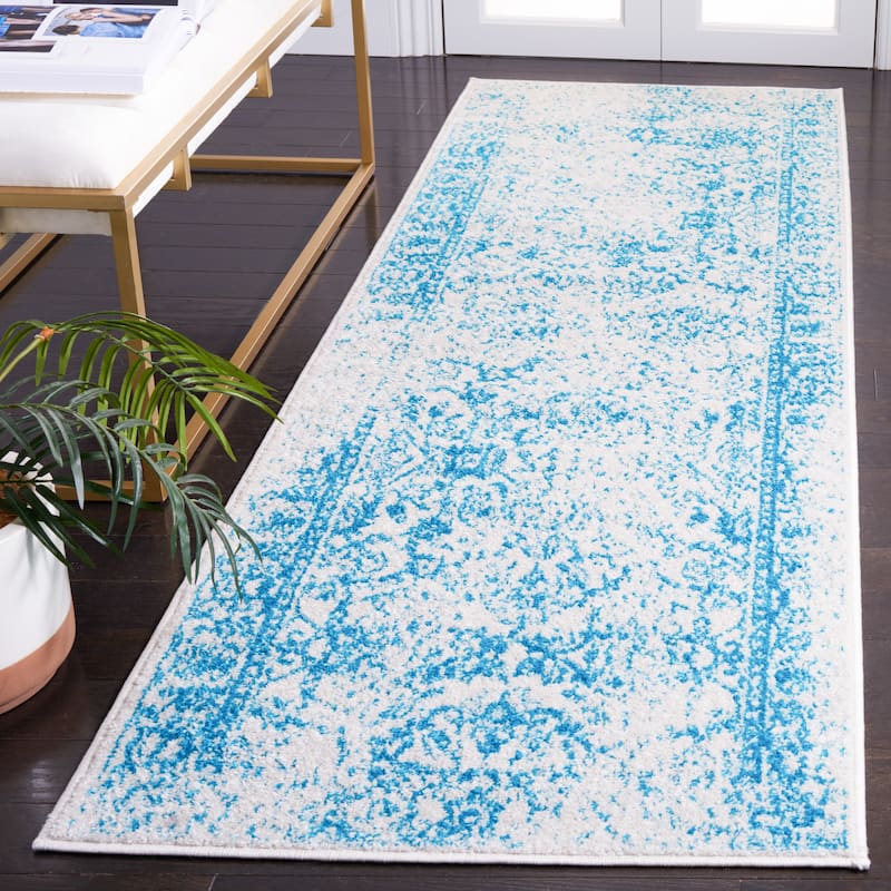 SAFAVIEH Adirondack Dakota Rustic Shabby Chic Distressed Rug - 2'6"x10'Runner - Ivory/Teal