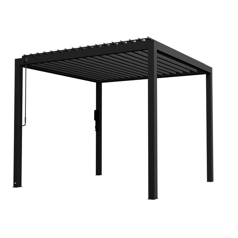 Backyard Discovery Sarasota 10'x10' Galvanized Steel Louvered Pergola - Black - 10' x 10'