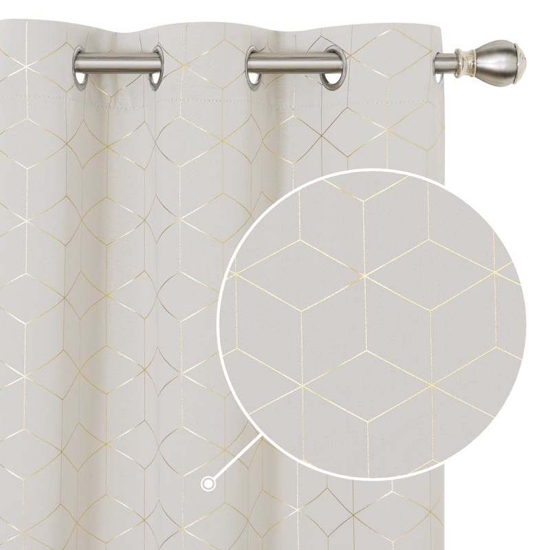 Deconovo Gold Diamond Curtains Panel Pair(2 Panel)