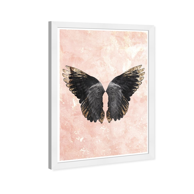 Wynwood Studio Prints Fashion and Glam Golden Feather Down Black Black and Metallic Gold Glam Wall Art Canvas Print