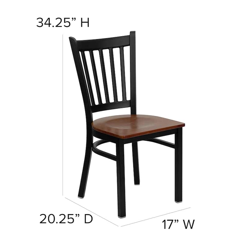 Vertical Back Metal Restaurant Chair - 17"W x 20.25"D x 34.25"H