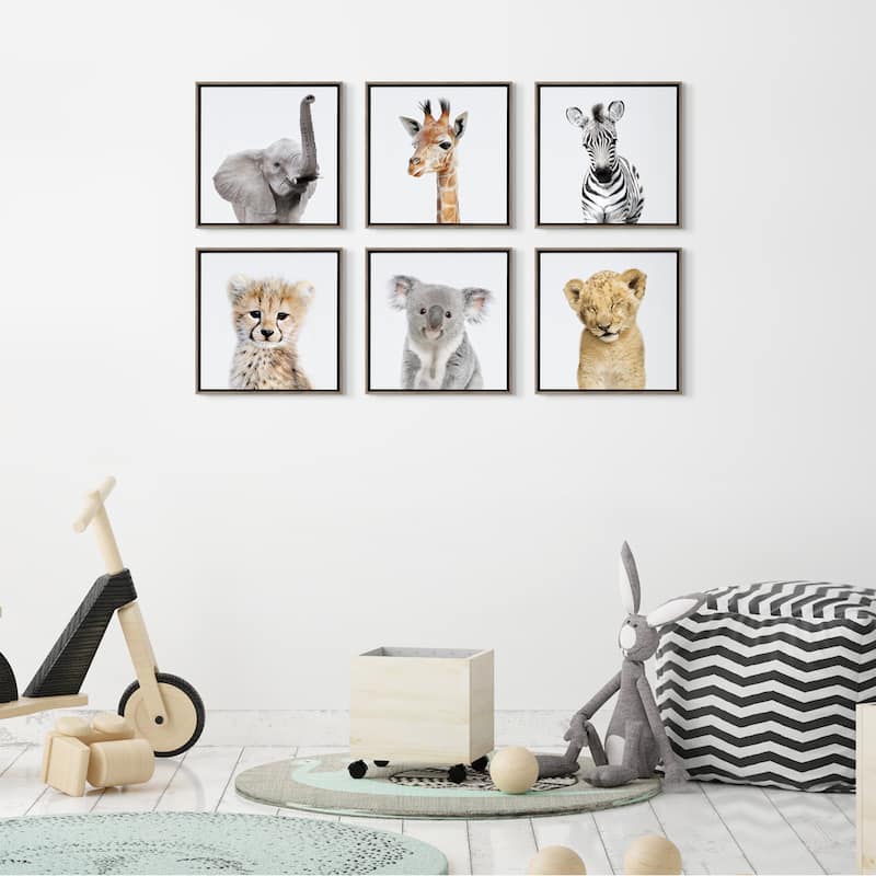 Kate and Laurel Sylvie Safari Animal Framed Canvas by Amy Peterson