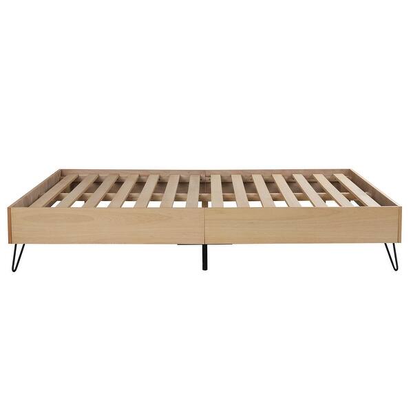 Laholm Blonde Finish Solid Wood Low Profile Slatted Queen Bed Overstock 31417228