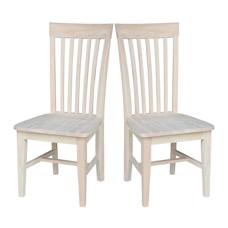 Solid Wood Tall Mission Dining Chairs, Set of 2 - Unfinished