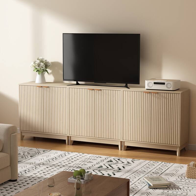 EROMMY Fluted Storage Cabinet with Double Doors & Adjustable Shelves - Modern 31"/55" Accent Buffet Cabinet for Kitchen,Room