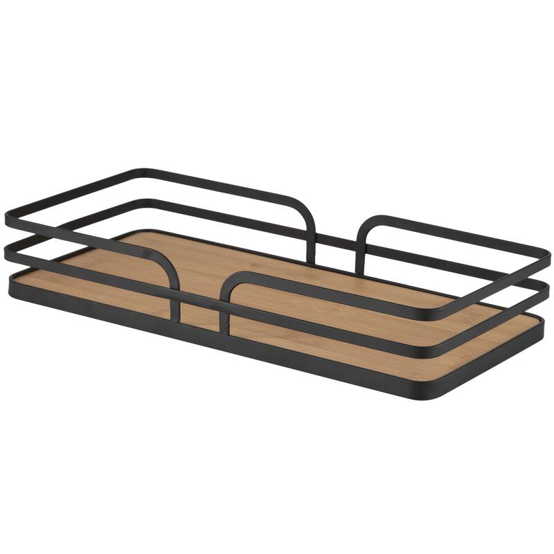 Simplify Modern Bamboo Vanity Tray in Matte Black - Black