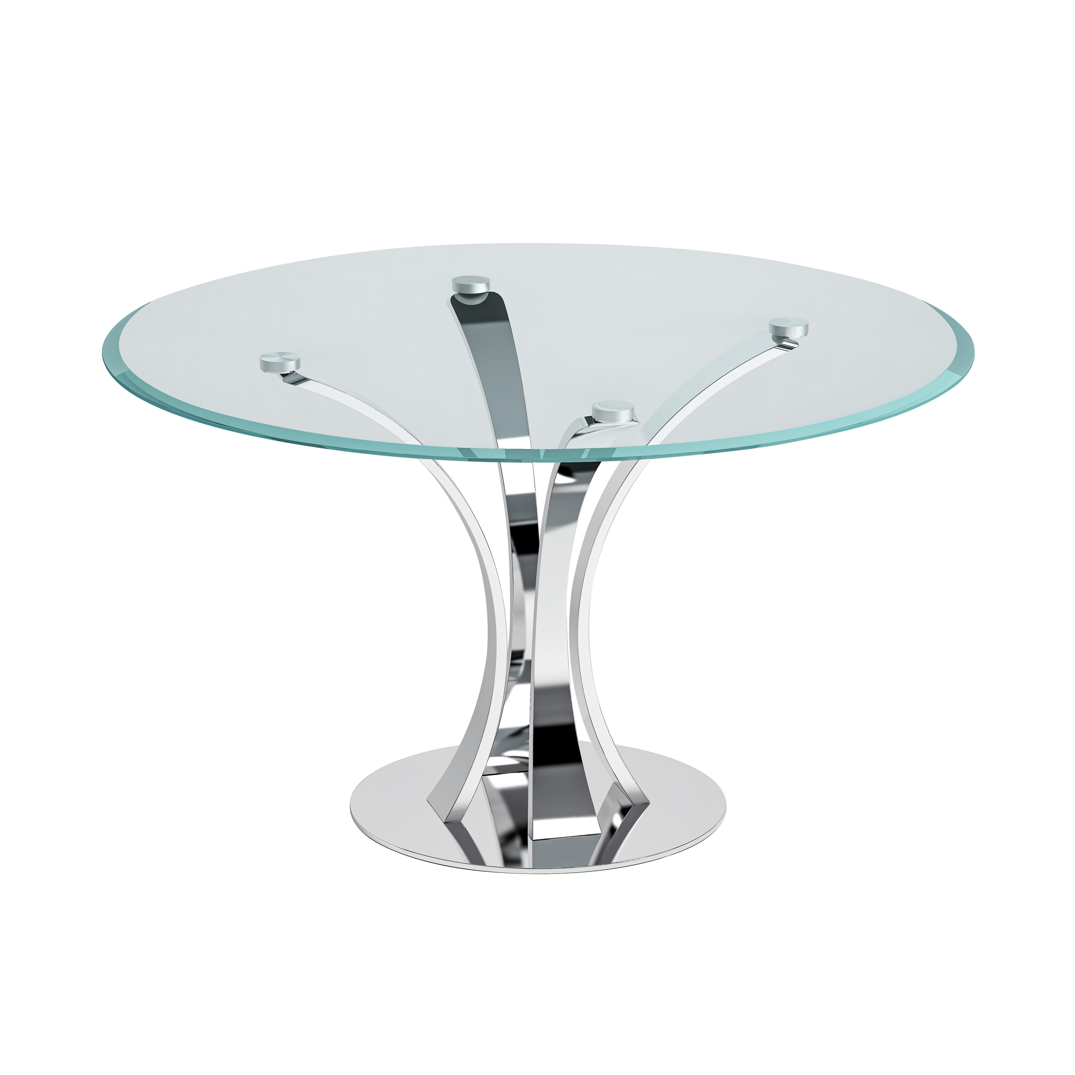 Somette Contemporary Round Glass Dining Table With Steel Pedestal Base Overstock