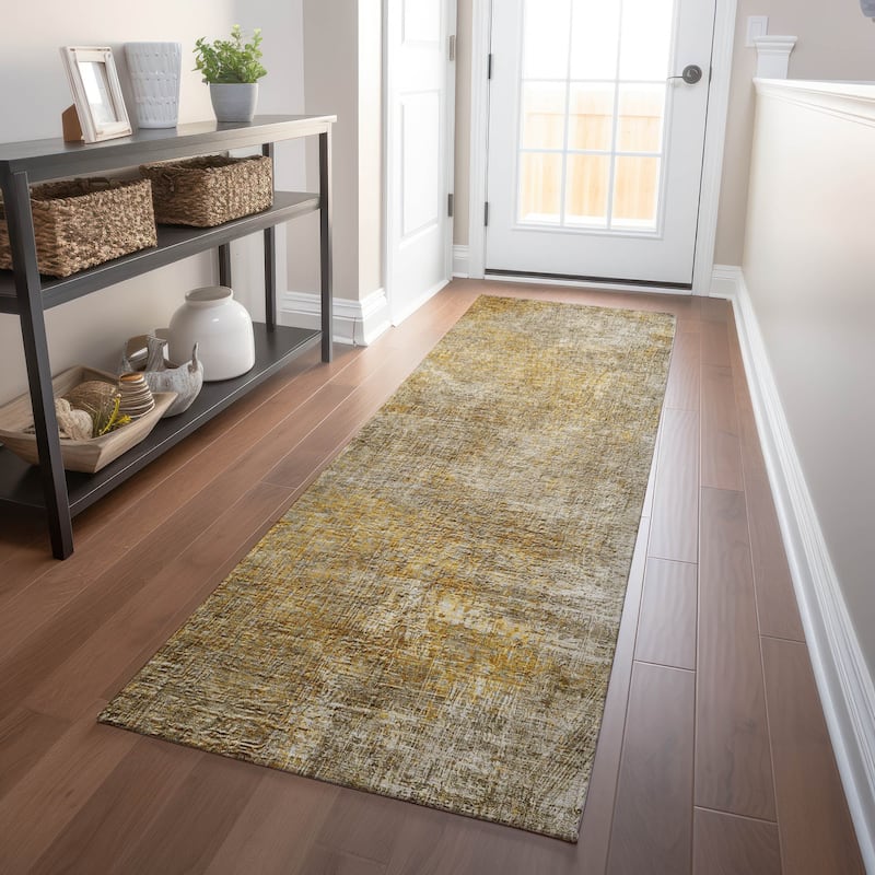 Machine Washable Indoor/ Outdoor Chantille Watercolor Ombre Rug - Beige - 2'3" x 7'6"