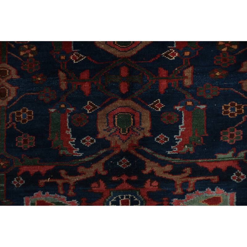 Hand Knotted Oriental 100% Wool Carpet Traditional Floral Navy Blue & Blues Malayer Area Rug - 7' 7'' X 4' 4''