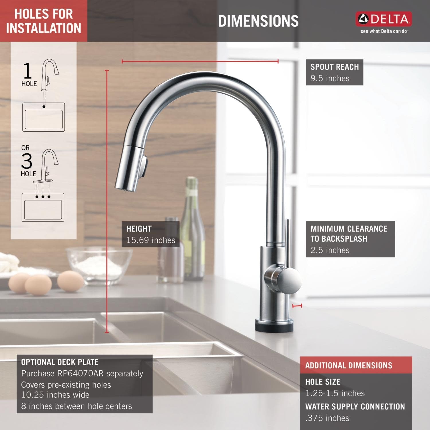 Delta Trinsic Pull-Down Kitchen Faucet with On/Off Touch Activation,