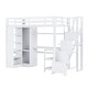 preview thumbnail 5 of 11, Twin Size Metal Loft Bed Frame with L-Shaped Desk, USB Ports, Storage Shelf, Wardrobe and Stepped Stairs for Bedroom
