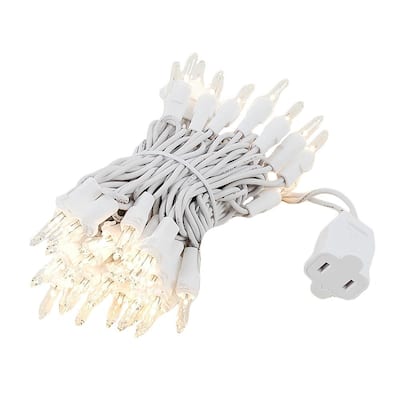 50 Light Christmas Mini Light Set, Black Wire, 11' Long