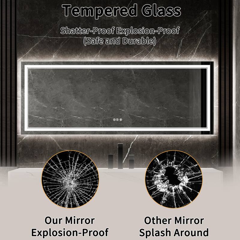Modland LED Bathroom Vanity Mirror Anti-Fog Tempered Glass Dimmable