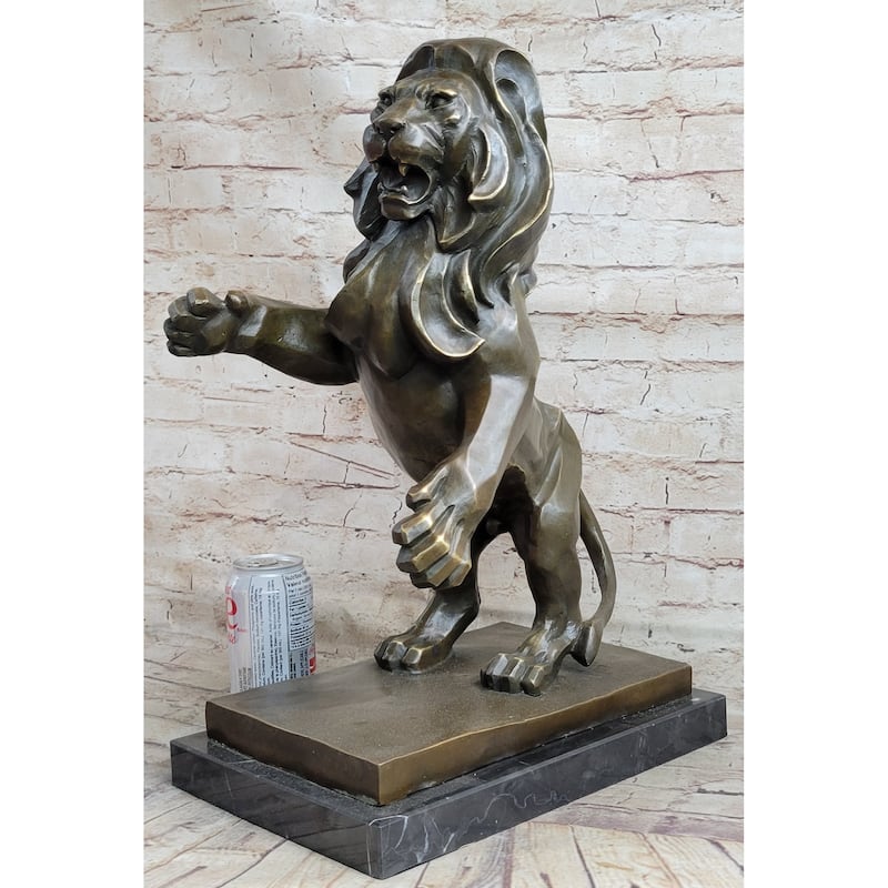 Abstract Guardian Imitative Lion Bronze Statue Sculpture Cubism Henry Moore 17 Inches X 12 Inches