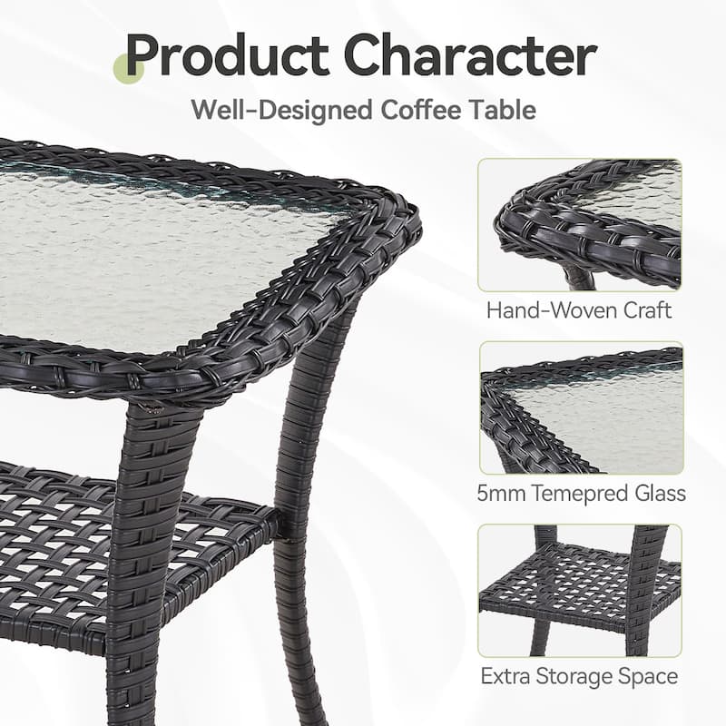 Patio Wicker Side Table Outdoor