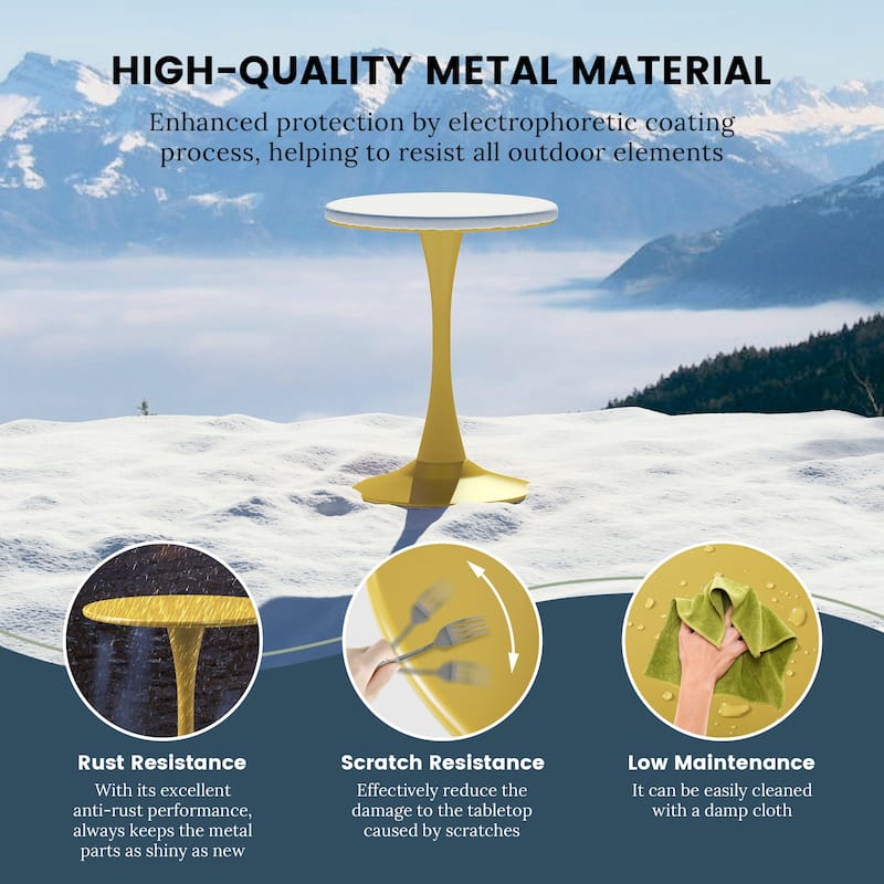 Frond and Form 23.5 Inch Outdoor Steel Dining Table