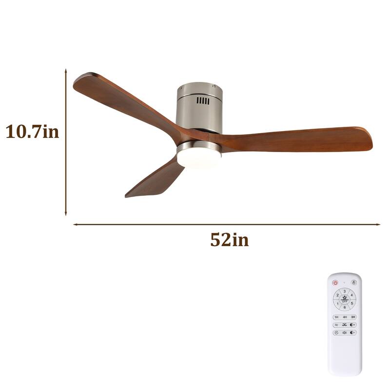 52" Ceiling Fan with Light and Remote Control, 6-speed Reversible DC Motor