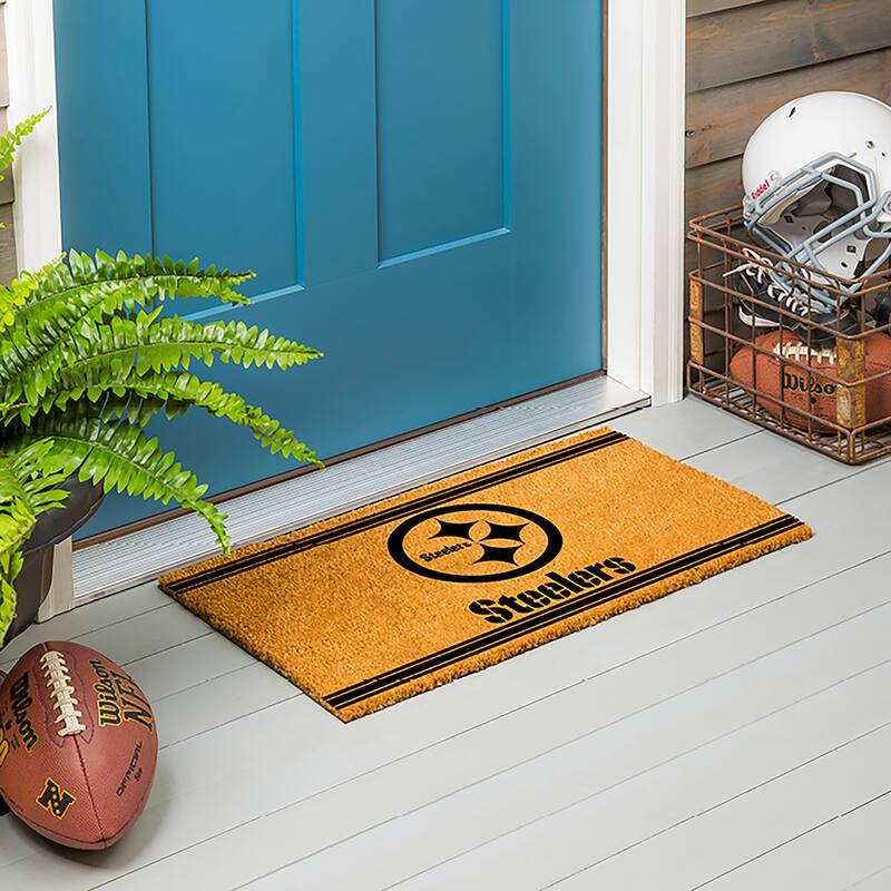Pittsburgh Steelers Monochrome Indoor/Outdoor Coir Door Mat - 28" x 16"