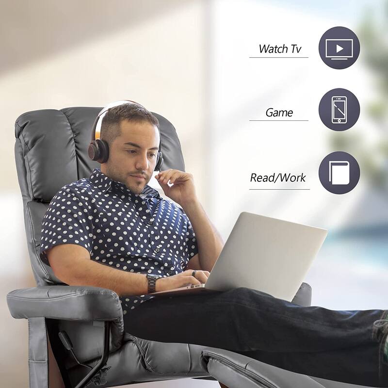 MCombo Recliner Chair with Ottoman Vibration Massag Faux Leather 9068