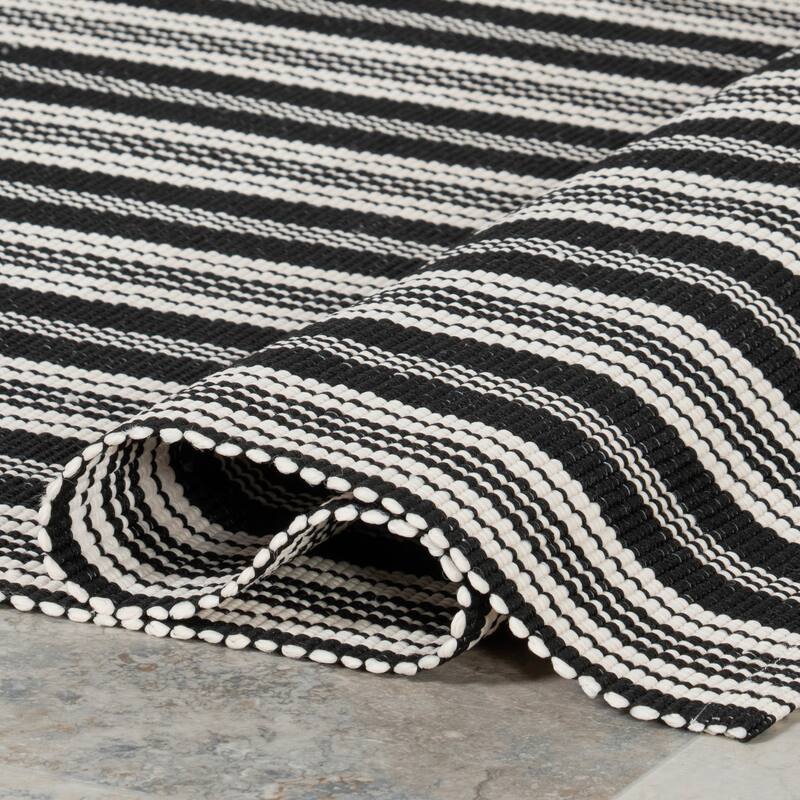 Home Conservatory Ticking Stripe Handwoven Indoor/Outdoor Area Rug