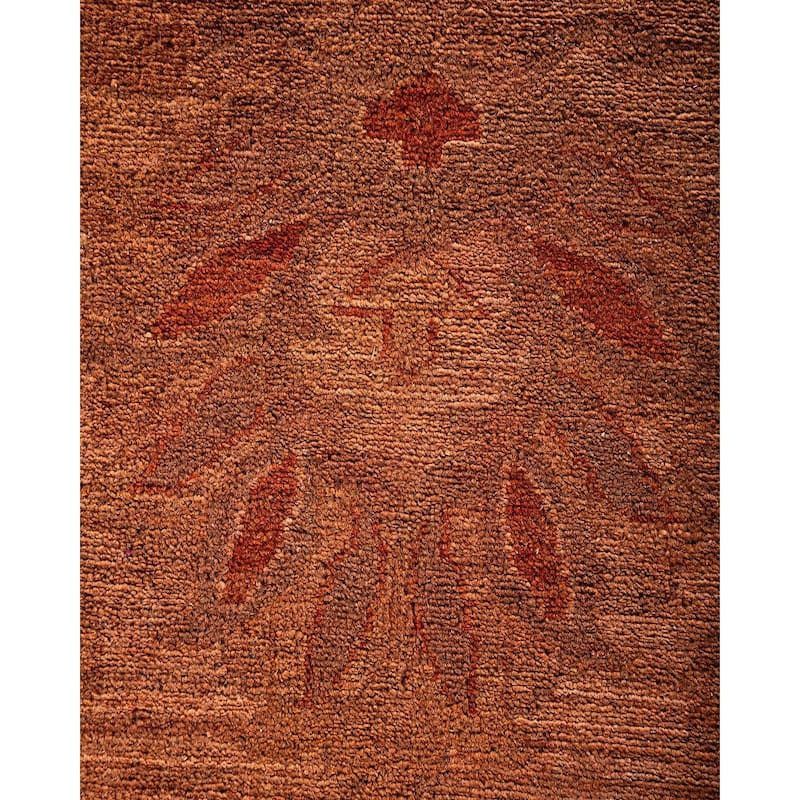 Overton Hand Knotted Wool Vintage Inspired Modern Contemporary Overdyed Brown Area Rug - 12' 0" x 17' 10"