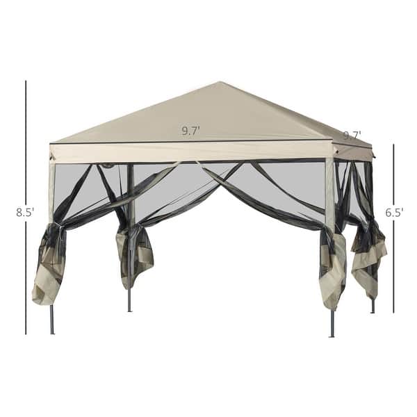dimension image slide 0 of 2, Outsunny Pop-up Canopy 10' x 10' Vendor Tent w/ Removable Mesh Walls