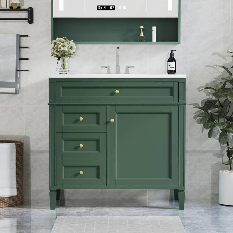 36'' Bathroom Vanity with Top Sink, 3 Drawers for Stylish Storage