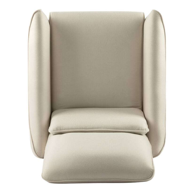 Roomfitters Push Back Recliner Chair, Modern Upholstered Accent Lounge Seating, Beige