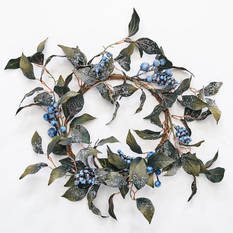 18" Artificial Icy Blueberry and Leaves Wreath - 18