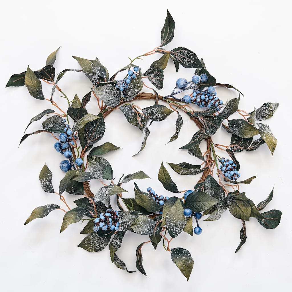 18" Artificial Icy Blueberry and Leaves Wreath - 18