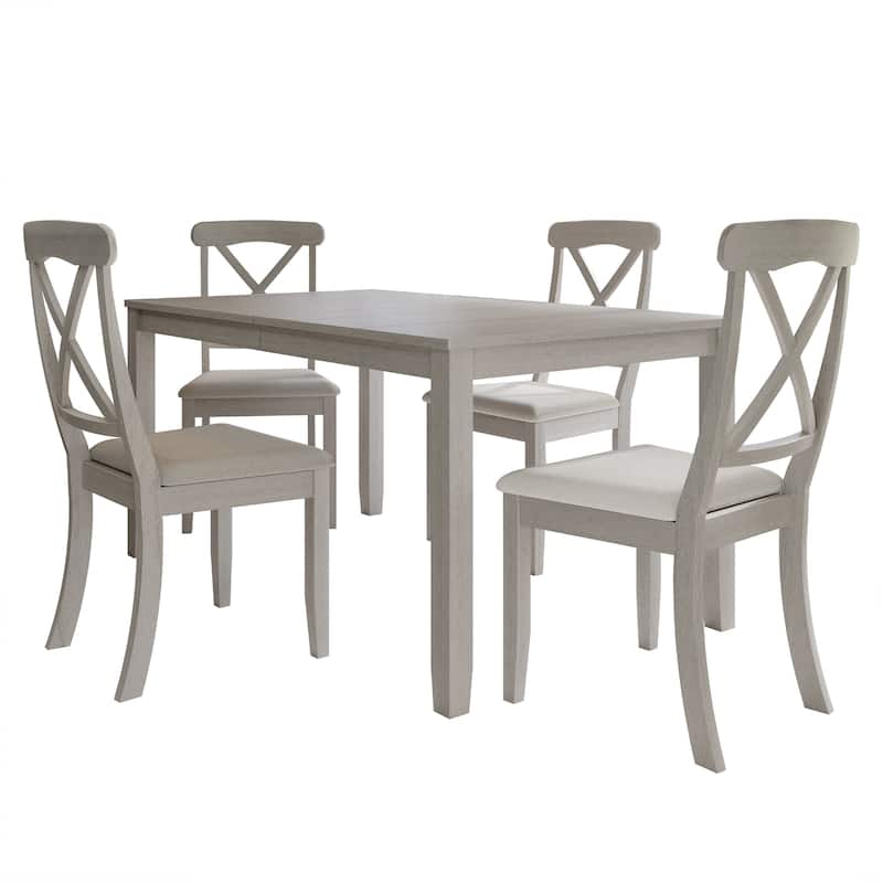 CraftPorch Farmhouse Style 5-piece Wooden Dining Set - White