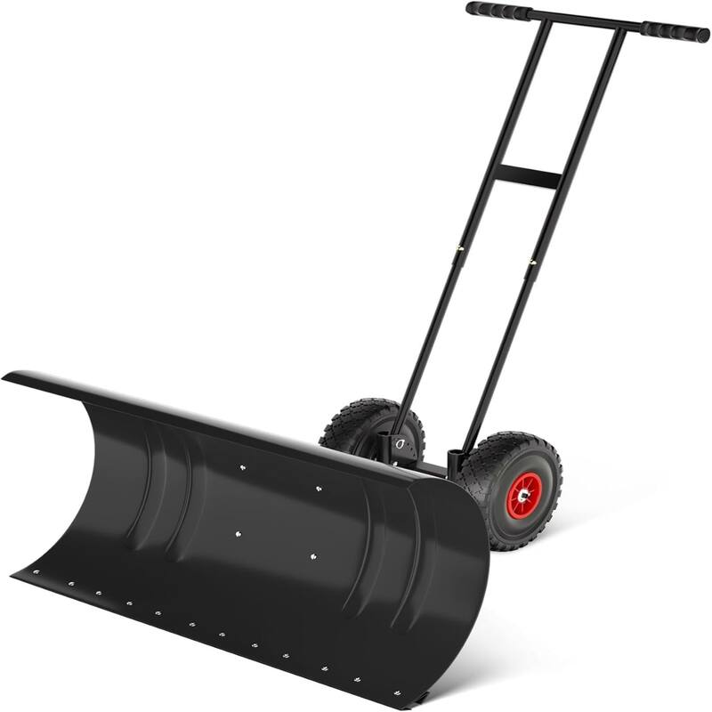 29-Inch Heavy-Duty Steel Snow Shovel Double Pole - Black