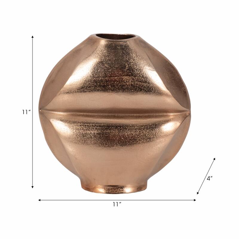 Metal Byram Slit Design Decorative Vase - Champagne, 14 in.