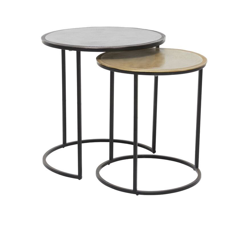 Black Aluminum Industrial Accent Table (Set of 2)