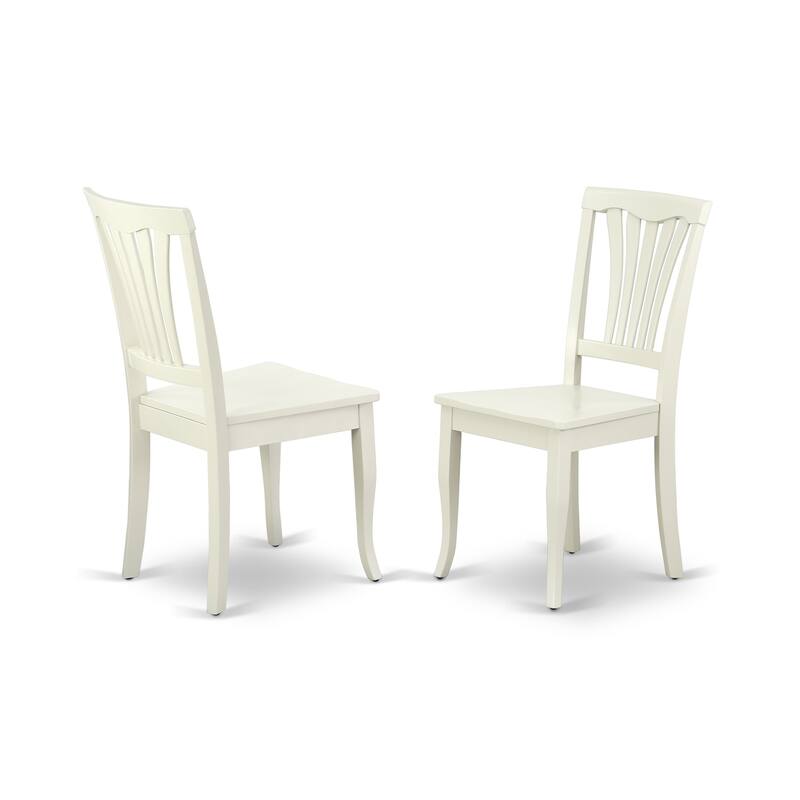 HomeStock 5-Pc Round Linen White Finish Solid Wood Top Dining table with 4 Chairs with Slat Back