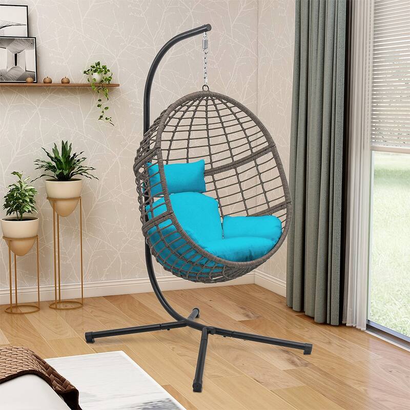 Maypex Outdoor Wicker Basket Swing Chair with Stand