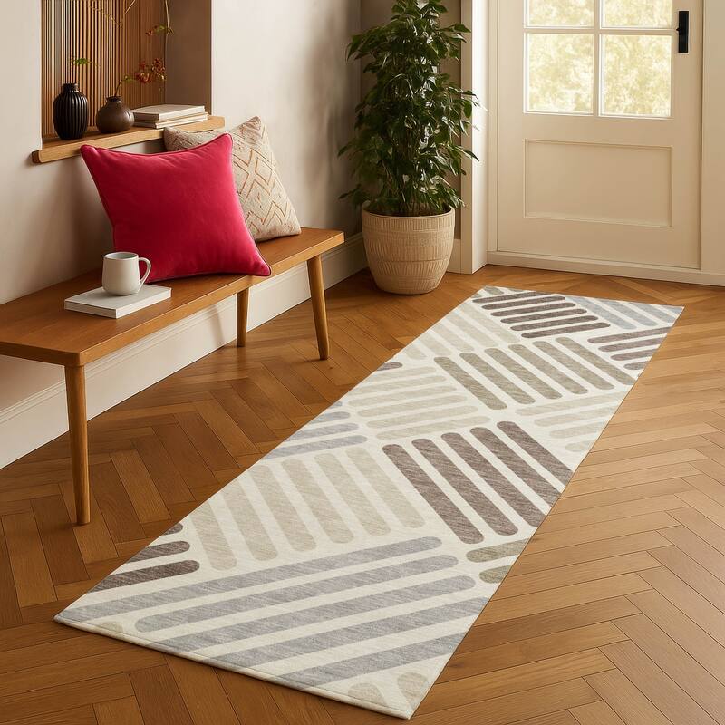 Machine Washable Indoor/ Outdoor Modern Weave Chantille Rug