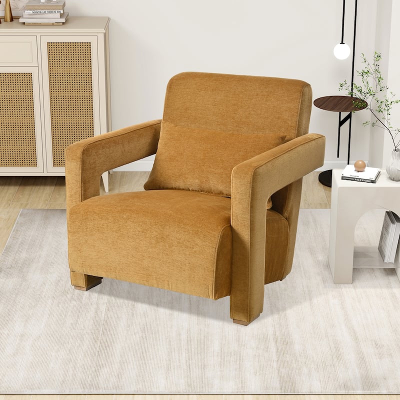 Upholstered Accent Chair With Pillows And Sturdy Wooden Legs, Armchair For Living Room Office,Bedroom