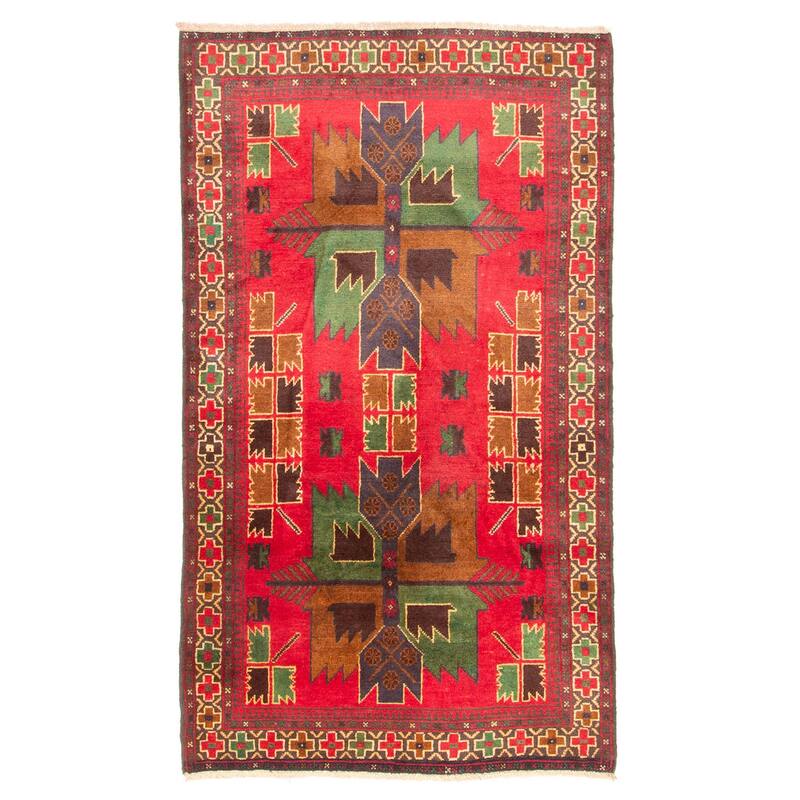 ECARPETGALLERY Hand-knotted Teimani Red Wool Rug - 2'9 x 4'10