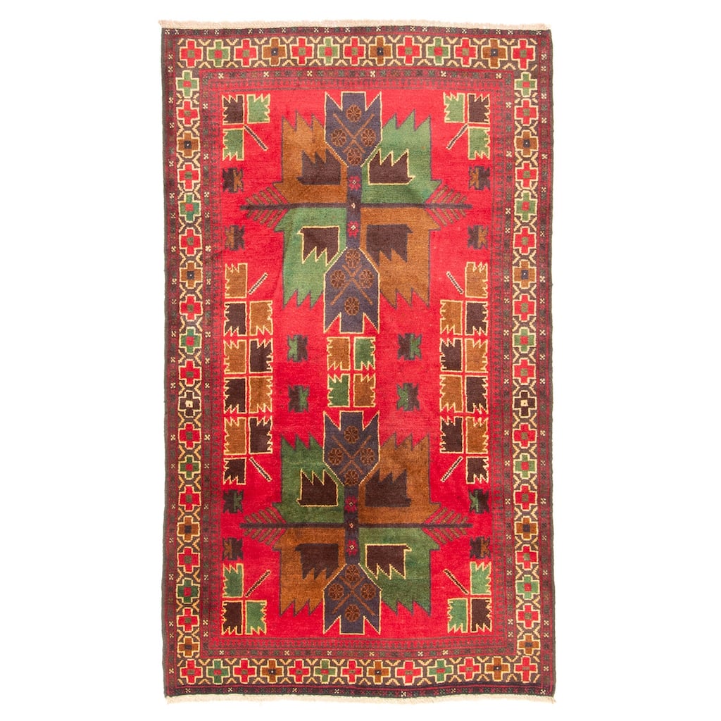 ECARPETGALLERY Hand-knotted Teimani Red Wool Rug - 2'9 x 4'10