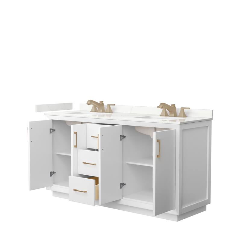 Strada 66-inch Double Vanity, Quartz Top