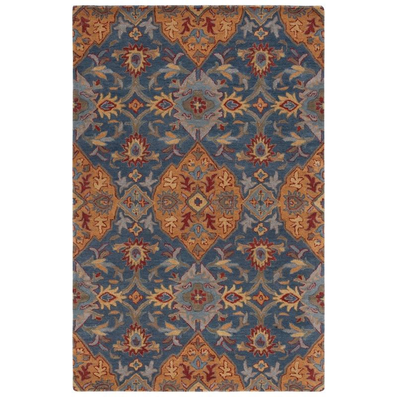 SAFAVIEH Heritage Sheena Hand-tufted Wool Area Rug - 6' Square - Navy/Gold