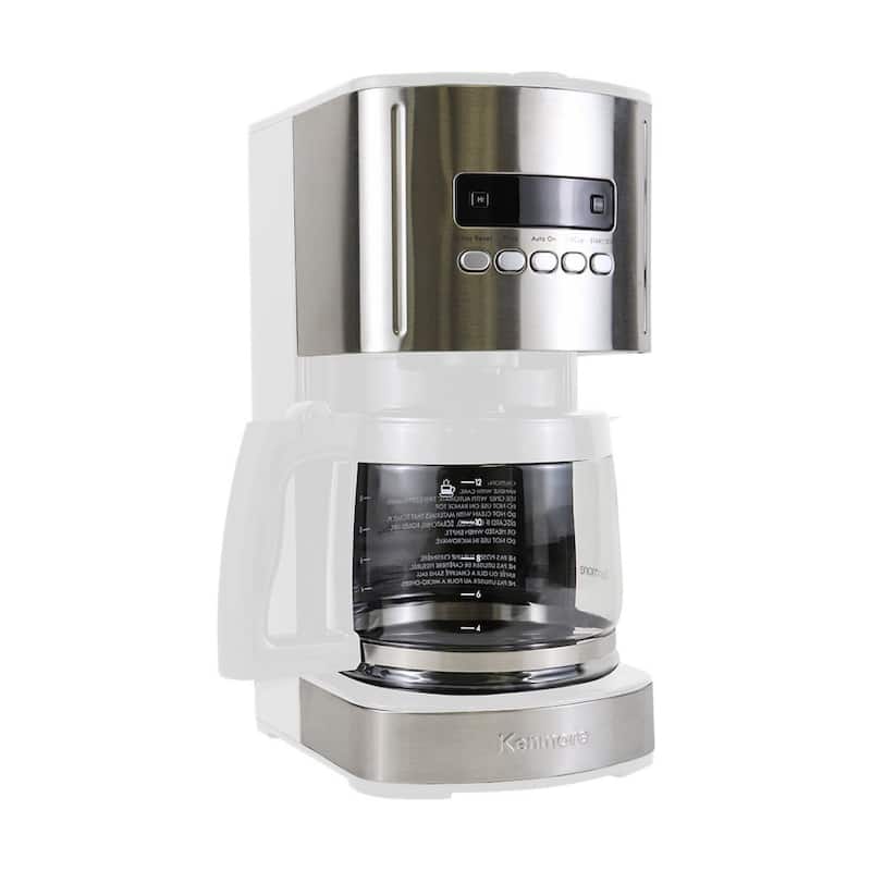 Kenmore Aroma Control 12-Cup Programmable Coffee Maker, White and Stainless Steel, Reusable Filter