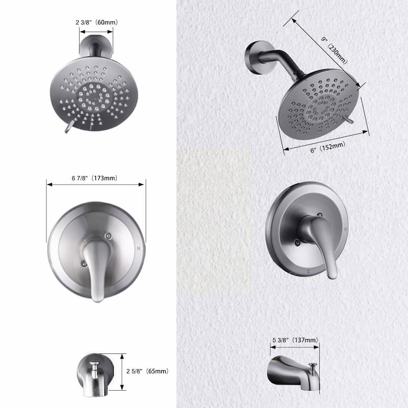 WOWOW Single Handle 5-Spray Shower Faucet with Tub Spout