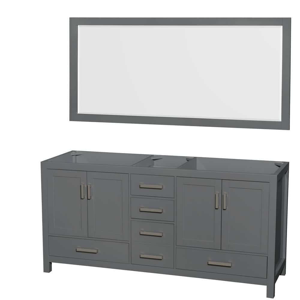 Wyndham Collection Sheffield 72" Hardwood Vanity Cabinet and Mirror -