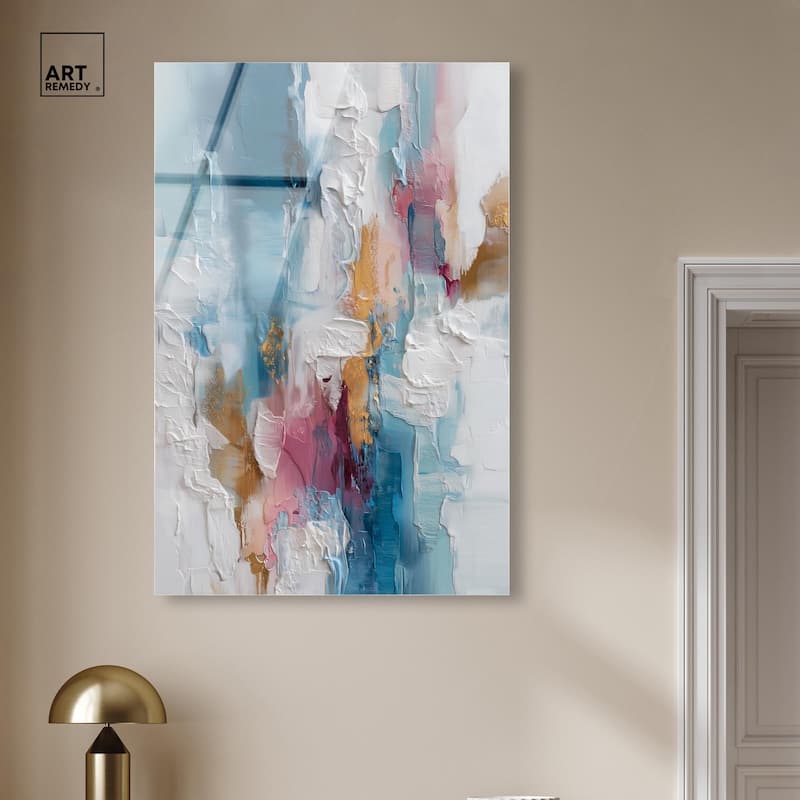 Petal Pink and Ocean Blue I Acrylic by Art Remedy, Ready to Hang