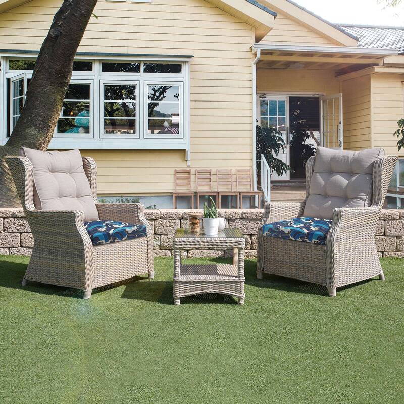 Set of 4 Solid Soft Outdoor Patio Deep Seat Cushion
