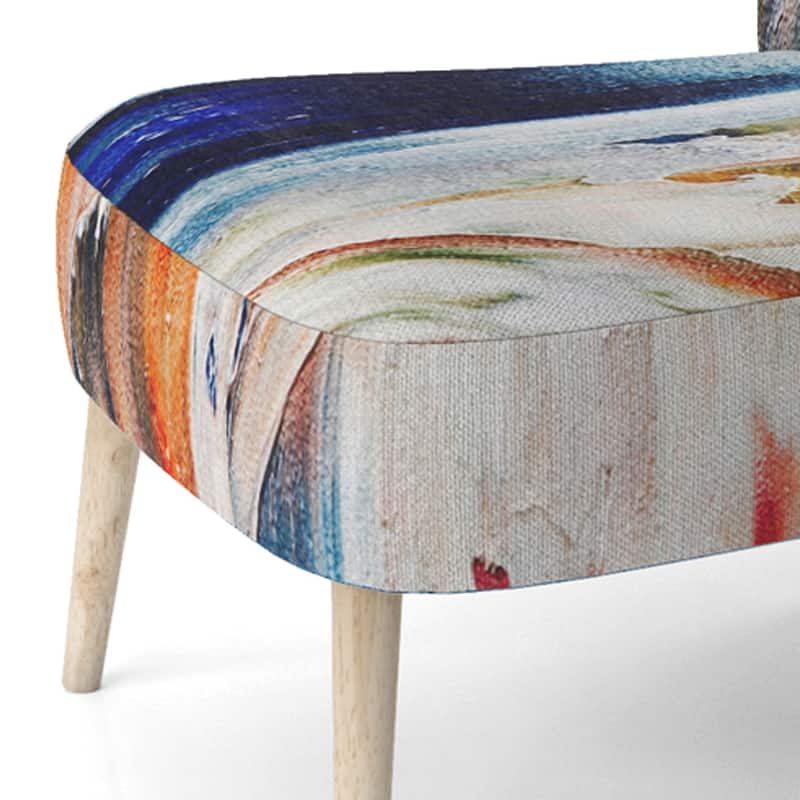 Designart "Colorful Abstract Painting Strokes II" Upholstered Modern Accent Chair and Arm Chair