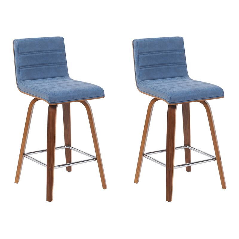 Skara Mid-Century Swivel Counter Stool, Upholstered Counter Height Chair with Bentwood Legs